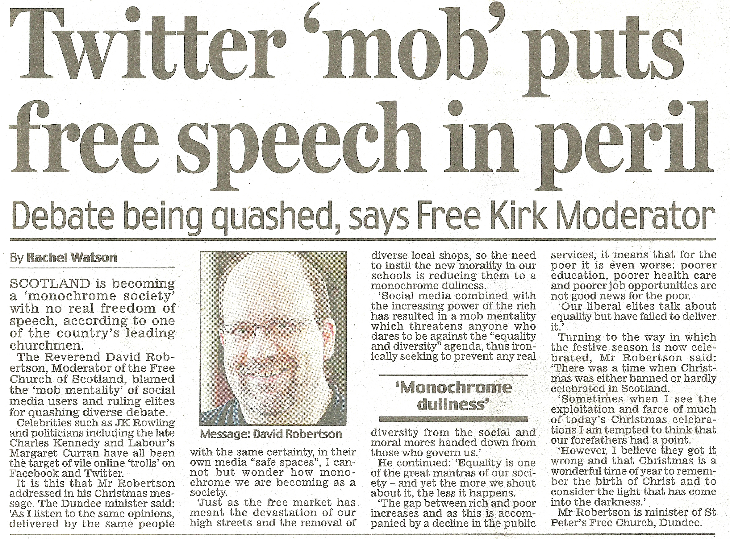 Scottish Daily Mail 22-12-15 - Twitter mob puts free speech in peril